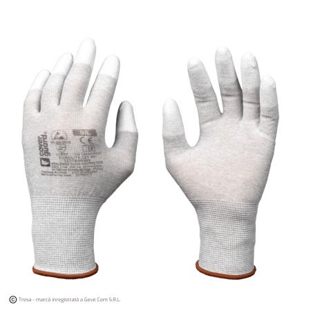 Protecție descărcări electrostatice (ESD) - COVERGUARD EUROLITE EST80, Mănuși de protecție antistatice (ESD) din poliester și fibră de carbon, imersate în poliuretan pe degete