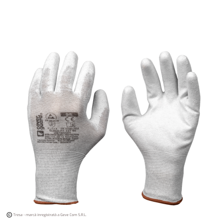 Protecție descărcări electrostatice (ESD) - COVERGUARD EUROLITE EST90, Mănuși de protecție antistatice (ESD) din poliester și fibră de carbon, imersate în poliuretan