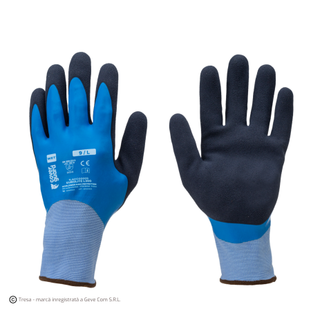 PROTECȚIA MÂINILOR - EUROLITE L300, Mănuși de protecție din poliamidă, imersate dublu în latex neted și spumă de latex