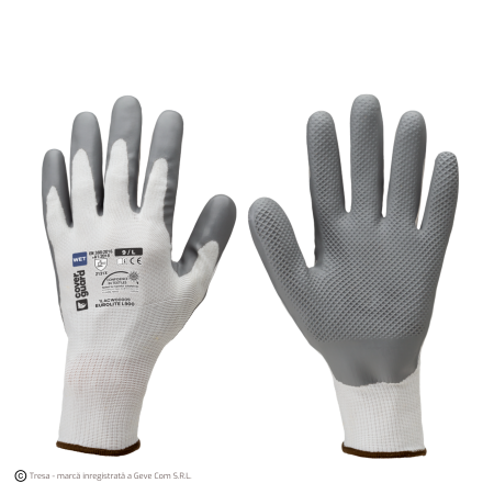 PROTECȚIA MÂINILOR - EUROLITE L900, Mănuși de protecție din poliester reciclat și elastan, imersate în latex cu model diamantat