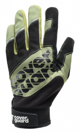 EUROLITE MX200, Mănuși de protecție din poliamidă verde, cu palmă din piele sintetică PU, încheietură velcro [1]