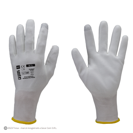 PROTECȚIA MÂINILOR - EUROLITE P400, Mănuși de protecție din poliamidă albă, imersate în poliuretan alb