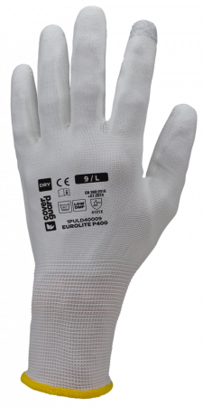 EUROLITE P400, Mănuși de protecție din poliamidă albă, imersate în poliuretan alb [1]