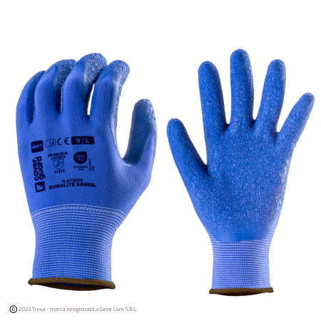 PROTECȚIA MÂINILOR - EUROLITE SG850L, Mănuși de protecție din poliester, imersate în latex crep, lungime 24 cm, grosime 13 gauge