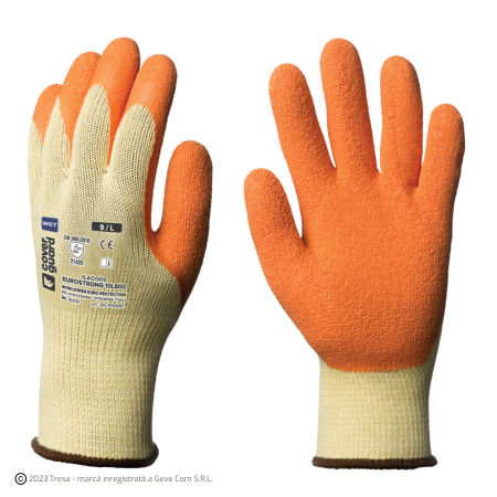 PROTECȚIA MÂINILOR - EUROSTRONG 10L800, Mănuși de protecție din poliester și elastan, imersate în latex crep, lungime 25 cm, grosime 10 gauge