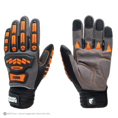 PROTECȚIA MÂINILOR - EUROSTRONG MX600, Mănuși de protecție mecanică, din microfibră și poliester, cu întărituri TPR anti-impact și palmă întărită cu zonă de amortizare