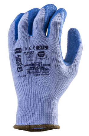 EUROSTRONG SG800L, Mănuși de protecție din poliester gros, imersate pe palmă în latex aspru, grosime tricot 10 [0]