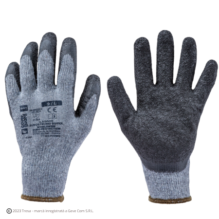 PROTECȚIA MÂINILOR - EUROSTRONG SG810L, Mănuși de protecție din fibre mixte reciclate, imersate în latex crep, lungime 25 cm, grosime 10 gauge