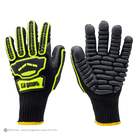 Anti-vibrații - EUROSTRONG VIBE, Mănuși de protecție din poliester tricotat, acoperite cu latex texturat și întărite cu TPR