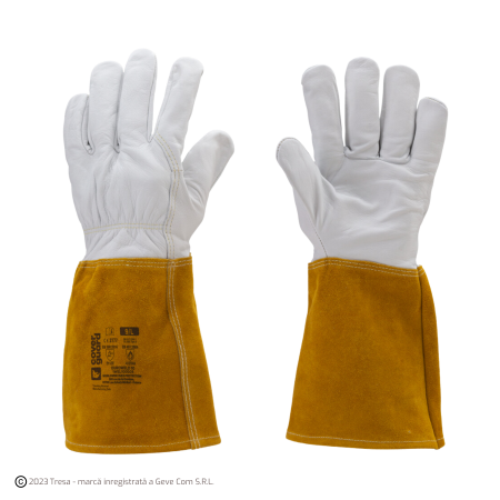 Protecție sudură - EUROWELD 100, Mănuși de sudură din piele de capră, manșetă din piele despicată, lungime 15 cm