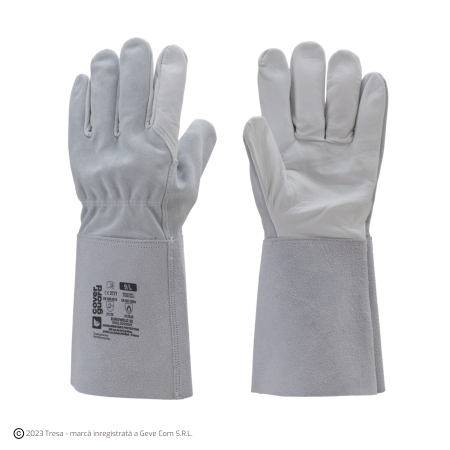 Protecție sudură - EUROWELD 200, Mănuși de protecție pentru sudură, piele de capră și piele șpalt, manșetă lungime 15 cm