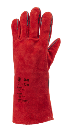 Protecție sudură - Euroweld 2631 Manusi De Sudura Din Piele Spalt De Bovina Captuseala Din Bumbac Manseta De Protectie 15 Cm Rosii Tip A