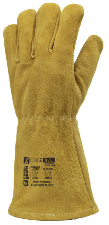 EUROWELD 300, Mănuși de protecție pentru sudură, piele de vacă, căptușeală fleece, manșetă lungime 15 cm [1]