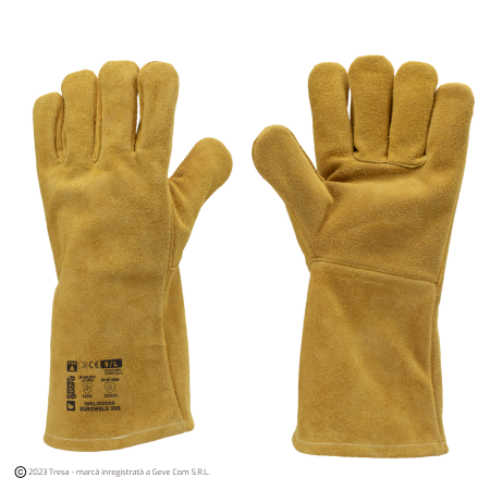 Protecție sudură - EUROWELD 330, Mănuși de protecție pentru sudură, piele șpalt bovină, căptușeală fleece, manșetă lungime 15 cm
