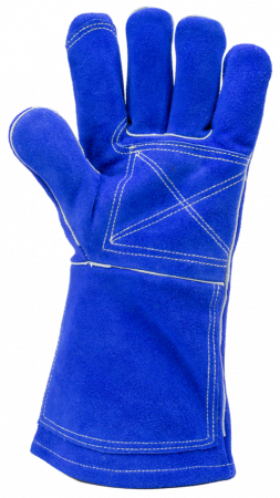 EUROWELD 360, Mănuși de protecție pentru sudură, piele șpalt bovină albastră, căptușeală fleece, manșetă lungime 15 cm [2]