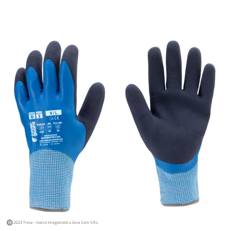 Protecție termică (frig) - EUROWINTER D100, Mănuși de protecție tricotate din HDPE, imersate în latex neted și spumă de latex, lungime 25 cm