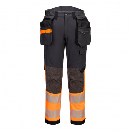 Pantaloni si salopete reflectorizante (HI-VIS) - PORTWEST EV4 - 442, Pantaloni în talie HI-VIS cu buzunare holster detașabile, din nailon și elastan, 230 g/mp, căptușeală CorePro 260 g/mp