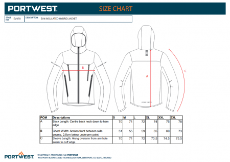 PORTWEST EV4 - 470, Jachetă hibridă izolată, cu glugă încorporată, din nailon ripstop și elastan, 55 g/mp, căptușeală Insulatex Pro 60 g/mp [2]