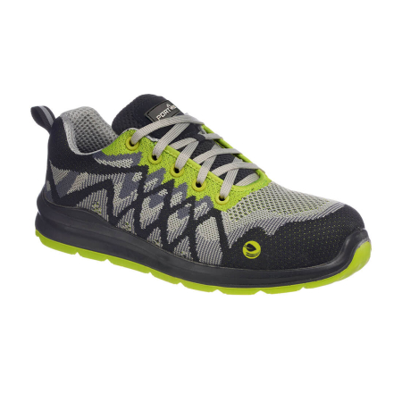 ÎNCĂLȚĂMINTE - FC08 S1P, Pantofi de protecție din 50% poliester flyknit, 50% poliester flyknit reciclat certificat cu bombeu compozit, lamelă antiperforație compozită, talpă din poliuretan