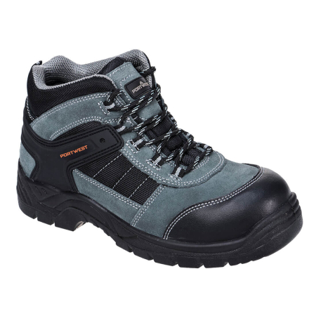 Pantofi de protecție S1P - FC65, Pantofi de protecție tip sport din piele întoarsă de bovină cu bombeu compozit, talpă din poliuretan