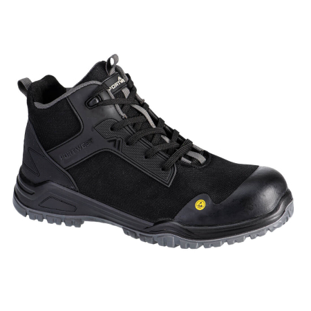 ÎNCĂLȚĂMINTE - FE01 S3S ESD SR FO, Bocanci de protecție din plasa poliester, antistatic cu bombeu compozit, lamelă antiperforație compozită, talpă din poliuretan