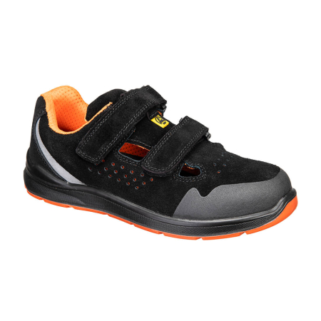 ÎNCĂLȚĂMINTE - FE08 S1P ESD SR FO, Sandale de protecție din piele bovina, antistatic cu bombeu metalic, lamelă antiperforație metalică, talpă din poliuretan