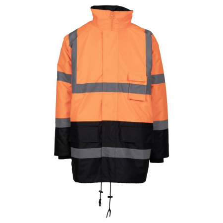 Jachete reflectorizante (HI-VIS) - FINLAND NEXT, Jachetă 4 în 1 HI-VIS, cu glugă încorporată, din poliester Oxford, 300 g/mp, căptușeală termică 180 g/mp