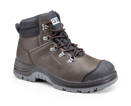 Bocanci - FLINT S3 SRC, Bocanci de protecție din piele maro de vită hidrofugă, bombeu și lamelă antiperforație din oțel, talpă PU dublă densitate antiderapantă