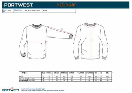 PORTWEST MODAFLAME - FR11, Tricou cu mânecă lungă antistatic (ESD), din material ignifug, 200 g/mp [1]