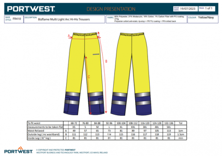 BIZFLAME - FR410, Pantaloni în talie din poliester tratat, 250 g/mp, căptușeală ignifugă din bumbac 170 g/mp [2]