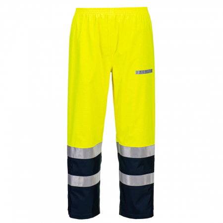 Pantaloni si salopete reflectorizante (HI-VIS) - BIZFLAME - FR410, Pantaloni în talie din poliester tratat, 250 g/mp, căptușeală ignifugă din bumbac 170 g/mp