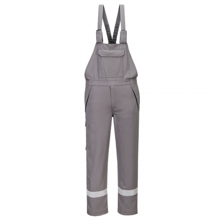 Pantaloni si salopete reflectorizante (HI-VIS) - BIZFLAME - FR418, Pantaloni de protecție cu pieptar, rezistenți la foc și substanțe chimice, din bumbac și fibră carbon, 330 g/mp