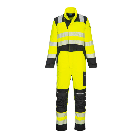 Îmbrăcăminte IGNIFUGĂ (ANTI-FLACĂRĂ) - FR507, Combinezon HI-VIS din 60% modacrilic, 39% bumbac, 1% fibre carbon, 280 g/mp