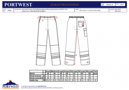 BIZFLAME - FR56, Pantaloni în talie din bumbac, 350 g/mp [2]