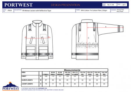 BIZFLAME - FR59, Jachetă de iarnă antistatică și ignifugă, cu glugă detașabilă, din bumbac și fibră de carbon Bizflame, 350 g/mp, căptușeală termică 170 g/mp [2]
