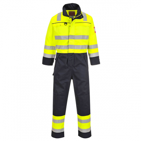 Combinezoane reflectorizante (HI-VIS) - BIZFLAME - FR60, Combinezon HI-VIS ignifug din bumbac, 345 g/mp