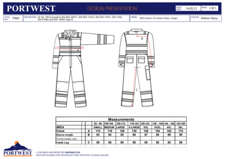 BIZFLAME - FR60, Combinezon HI-VIS ignifug din bumbac, 345 g/mp [1]