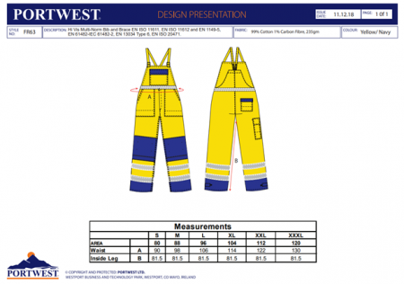 BIZFLAME - FR63, Pantaloni cu pieptar din bumbac, 345 g/mp [1]