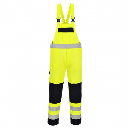 Pantaloni si salopete reflectorizante (HI-VIS) - BIZFLAME - FR63, Pantaloni cu pieptar din bumbac, 345 g/mp