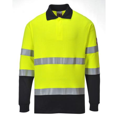 FR74, Tricou polo de protecție ignifug HI-VIS cu mânecă lungă din modacrilic și bumbac, 210 g/mp [1]