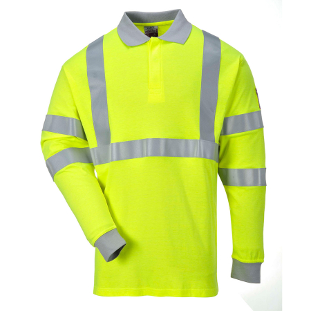 FR77, Tricou polo HI-VIS din 60% modacrilic, 39% bumbac, 1% fibră de carbon, 210 g/mp [0]