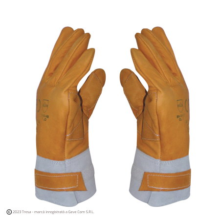 Protecție specială - GANCHAIN L112, Mănuși de protecție din piele de bovină, cu inserție de aramidă, pentru lucrări cu ferăstrău cu lanț, clasa 1