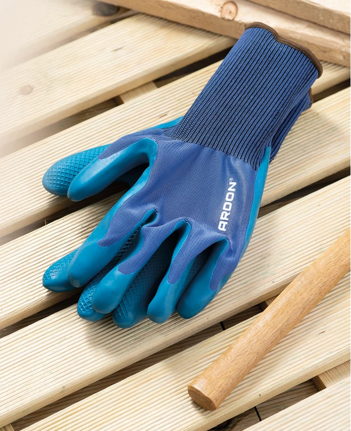 GREEN TOUCH, Mănuși de protecție din tricot de poliester 13G, imersate parțial în latex cu textură antiderapantă, grosime 1,8 mm [1]
