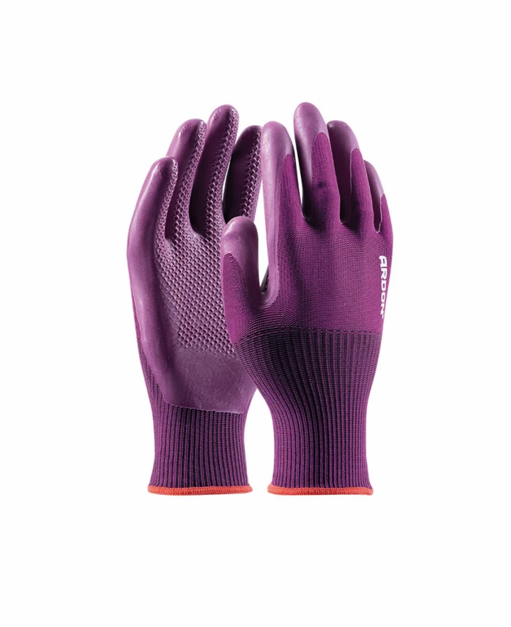 Mănuși de protecție - GREEN TOUCH, Mănuși de protecție din tricot de poliester 13G, imersate parțial în latex cu textură antiderapantă, grosime 1,8 mm
