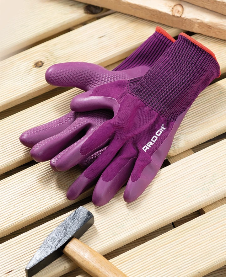 GREEN TOUCH, Mănuși de protecție din tricot de poliester 13G, imersate parțial în latex cu textură antiderapantă, grosime 1,8 mm [1]