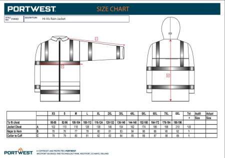 H440, Jachetă de ploaie HI-VIS din poliester 190T, acoperit cu PVC, 200 g/mp [2]