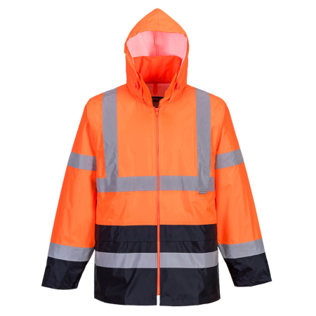 Jachete reflectorizante (HI-VIS) - H443, Jachetă de ploaie HI-VIS din 100% poliester, țesătură simplă, acoperit cu PVC, 200 g/mp