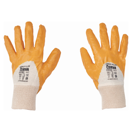 Manusi (lichidari) - HARRIER YELLOW, Manusi de protectie din bumbac, imersate in nitril