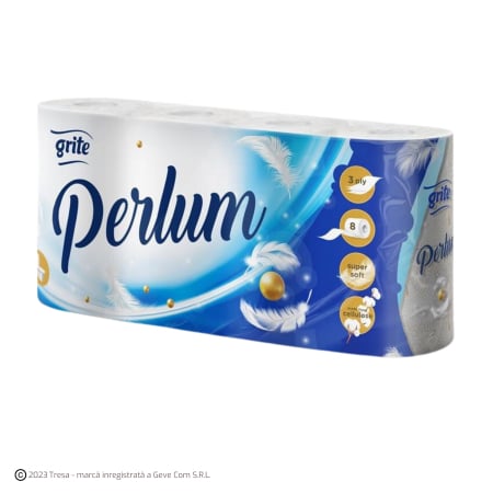 CURĂȚENIE ȘI INGRIJIRE - Hartie igienica Grite Perlum, 3 straturi (Pachet 8 role)
