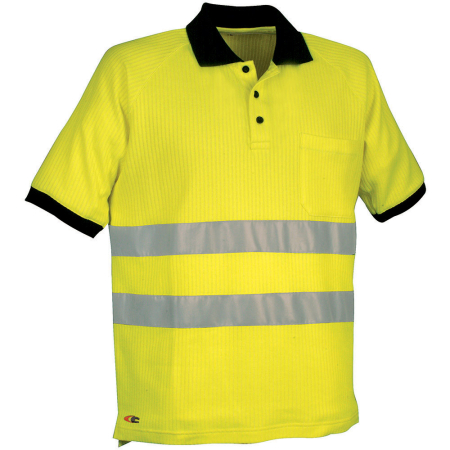 Îmbrăcăminte REFLECTORIZANTĂ (HI-VIS) - HELPWAY V116-0, Tricou polo HI-VIS cu mânecă scurtă din tricot, 75% poliester și 25% bumbac, 185 g/mp